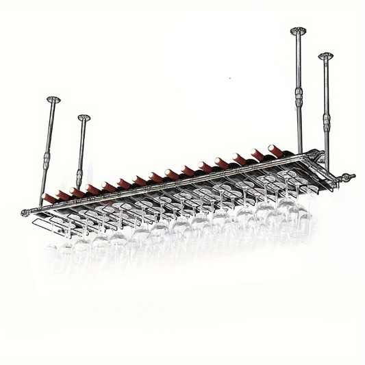 Plafond Wijnglashouder – Wijnglasrek – Glazenhouder – Stemware Rek – Baraccessoire – Zwart Metaal – Ruimtebesparend & Duurzaam