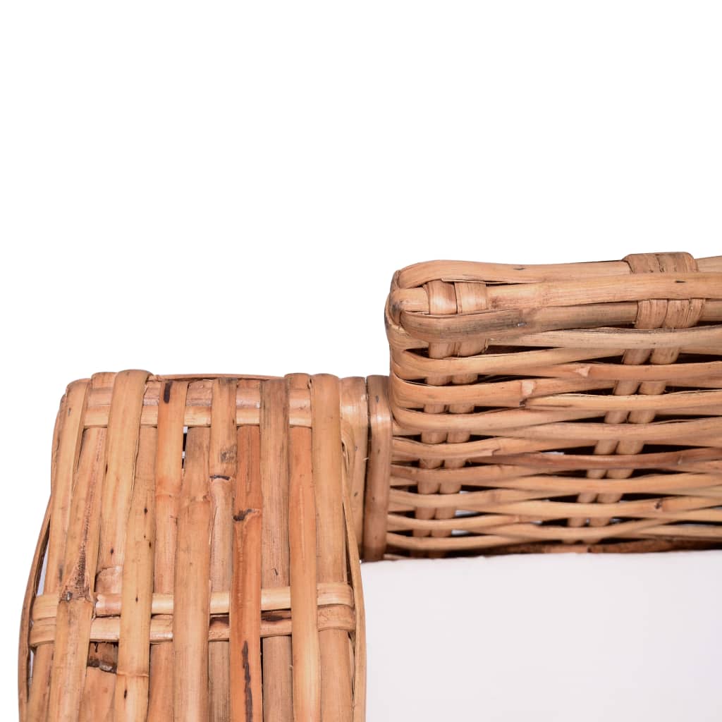 Rattan Loungebank Set – Loungeset – Buitenbank – Tuinbank – Bankstel – Tweezits + Driezits – Natuurlijk Rattan – Stevig Houten Frame – Comfortabele Wasbare Kussens