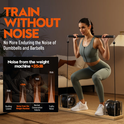 Full-Body Home Strength Training Machine with Magnetic Resistance System - Adjustable 7-17kg Weight for Squats, Presses, Press | Multifunctional Fitness Station Suitable for &, Solid Wood Base, No Electronics/ Setup (Full Acc