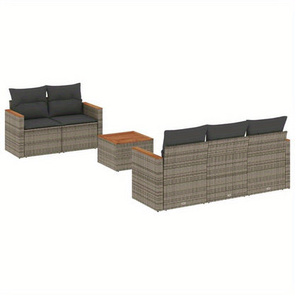 6-delige Tuinset – Loungeset – Balkonmeubels – Patioset – Rattan Tuinmeubilair – Comfortabele Kussens – Duurzaam Poly Rattan Grijs