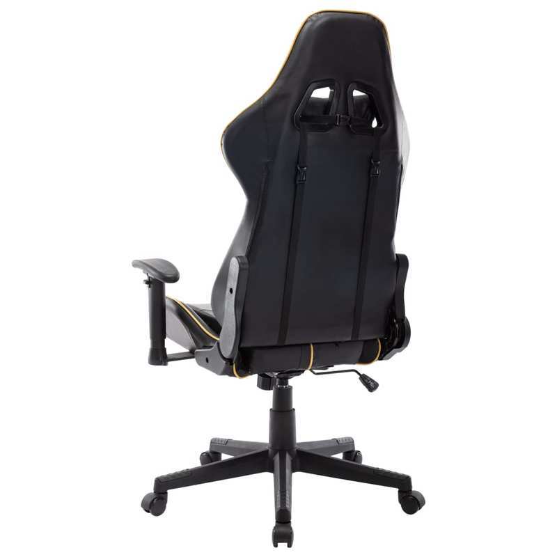 Luxurious Black & Golden Gaming Chair - Ergonomic Faux Leather, Comfortable for Office, E-Sports, Playrooms & Living Spaces gaming pc