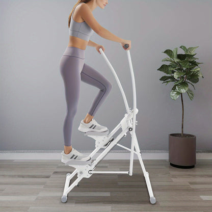Foldable Manual Stair Stepper Machine - White Vertical Exercise Climber with Adjustable Resistance, Control & Space-Saving Design for Home Gym, Non- Stair Climber for Cardio, Strength Training, Compact Workout Equipment