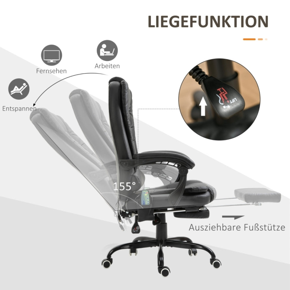 Bureaustoel – Ergonomische Stoel – Office Chair – Gamingstoel – Draaistoel – Verstelbare Hoogte – Geïntegreerd Massagepunten & Voetensteun – Stabiel Metalen Frame & Lendensteun