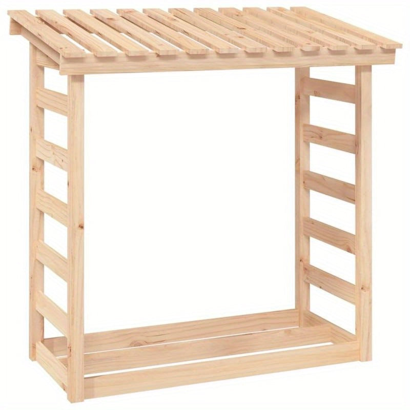 Heavy-Duty 108x64.5x110cm Wooden Firewood Rack - Rustic Outdoor Fireplace with Sturdy Bracket Shelf for Camping, Backyard, Garden & Patio - High-Quality Wood Heating Solution, Fireplace for Outside, Backyard Firebox, Natural