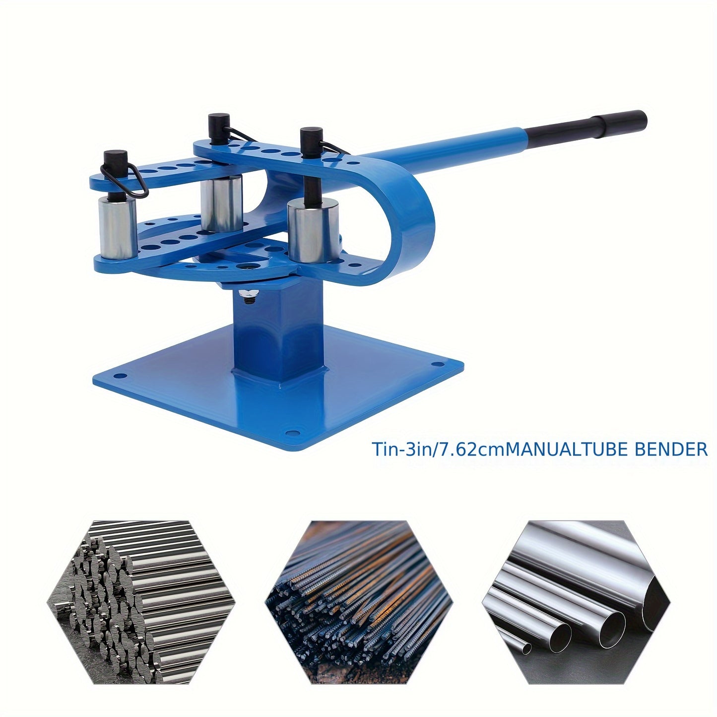 Handmatige Buigmachine – Buizenbuiger – Pijpbuiger – Metalen Buigen – Staven Buigen – Blauw – Telescopisch Handvat 112 cm – 7 Verwisselbare Buigmatrijzen 25-75 mm