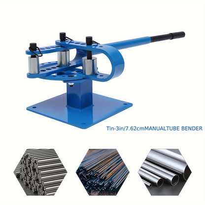 Handmatige Buigmachine – Buizenbuiger – Pijpbuiger – Metalen Buigen – Staven Buigen – Blauw – Telescopisch Handvat 112 cm – 7 Verwisselbare Buigmatrijzen 25-75 mm