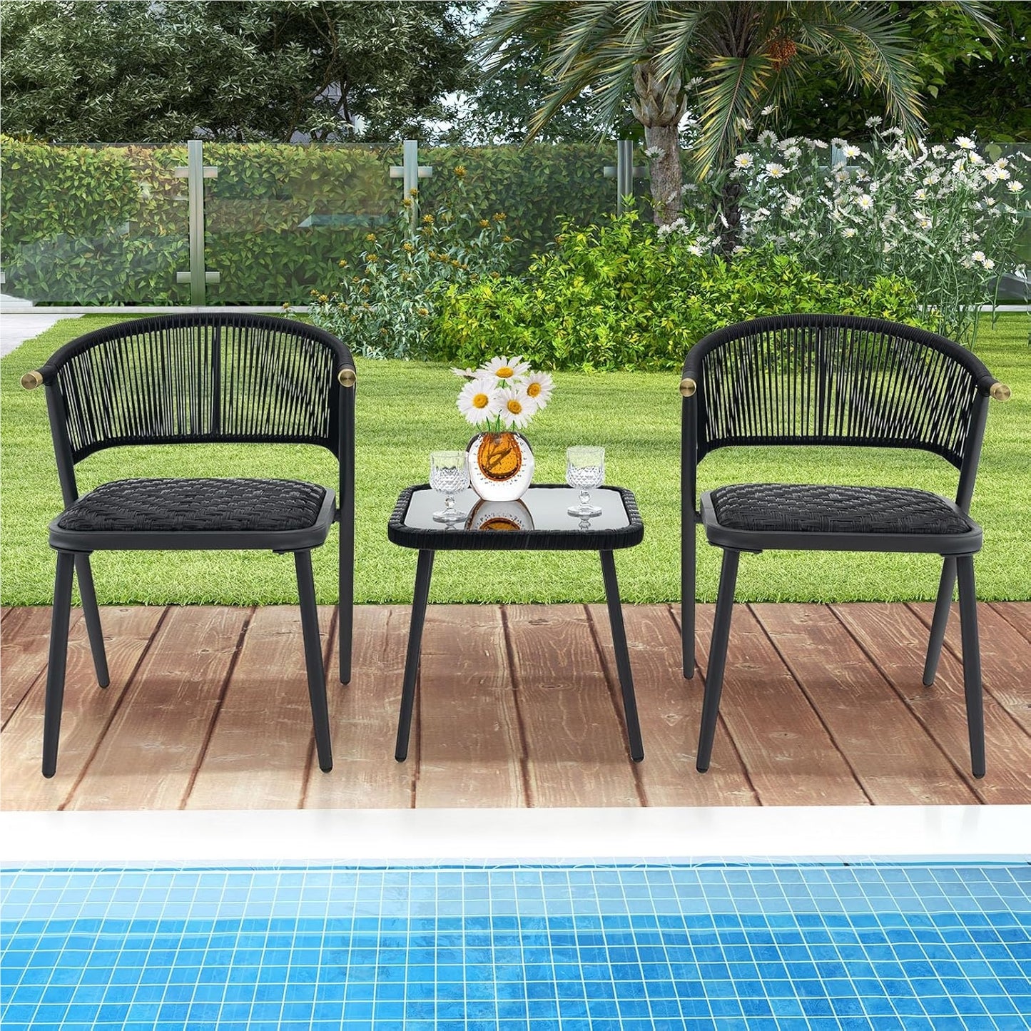 Rattan Tuinmeubelset – Balkonset – Tuinstoelen – Lounge Set – Terrasmeubilair – Sneldrogende Kussens – Weerbestendig PE-Rattan