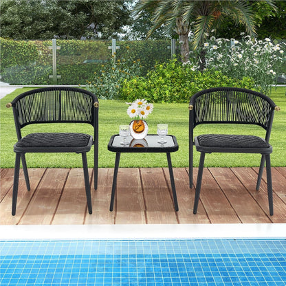Rattan Tuinmeubelset – Balkonset – Tuinstoelen – Lounge Set – Terrasmeubilair – Sneldrogende Kussens – Weerbestendig PE-Rattan