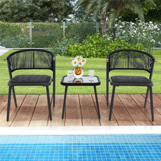 Rattan Tuinmeubelset – Balkonset – Tuinstoelen – Lounge Set – Terrasmeubilair – Sneldrogende Kussens – Weerbestendig PE-Rattan