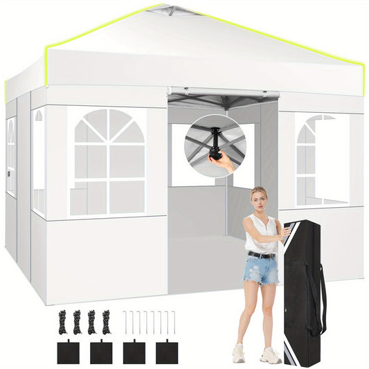 Pop-up Tent – Canopy Tent – Vouwtent – Markttent – Partytent – Wit – 3,05x3,05 Meter – UPF 50+ Bescherming – Verstelbare Hoogte met Ventilatie