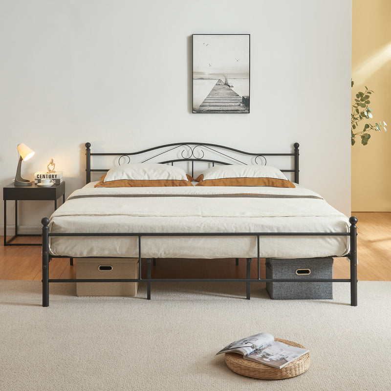 Metalen Bed – Stalen Bed – Kinderbed – Eenpersoonsbed – Tweepersoonsbed – Mat Wit – 140 x 200 cm – Stevig Metalen Frame – Inclusief Lattenbodem
