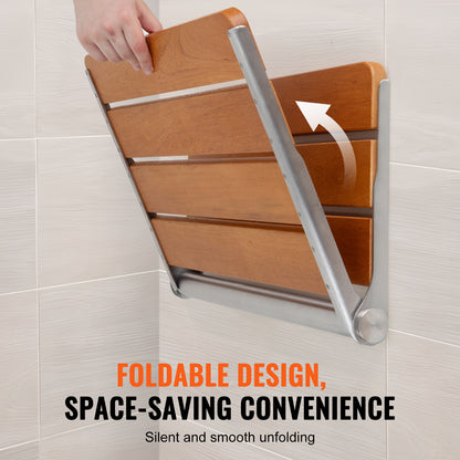 Douchezitting – Douchezitje – Douchebankje – Opklapbare Douchezitting – Badkrukje – Teakhouten Douchezitting 53x40,5 cm – Opklapbaar – Draagkracht 226 kg