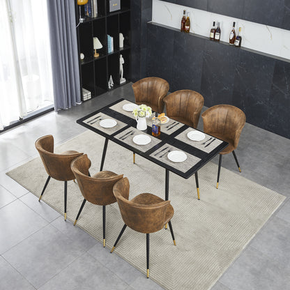 Uitschuifbare Eettafel – Tafel – Eetkamertafel – Uitklapbare Tafel – Industriële Eettafel – Voor 4-6 Personen – Stalen Frame Zwart-Goud – Anti-Roest & Waterbestendig