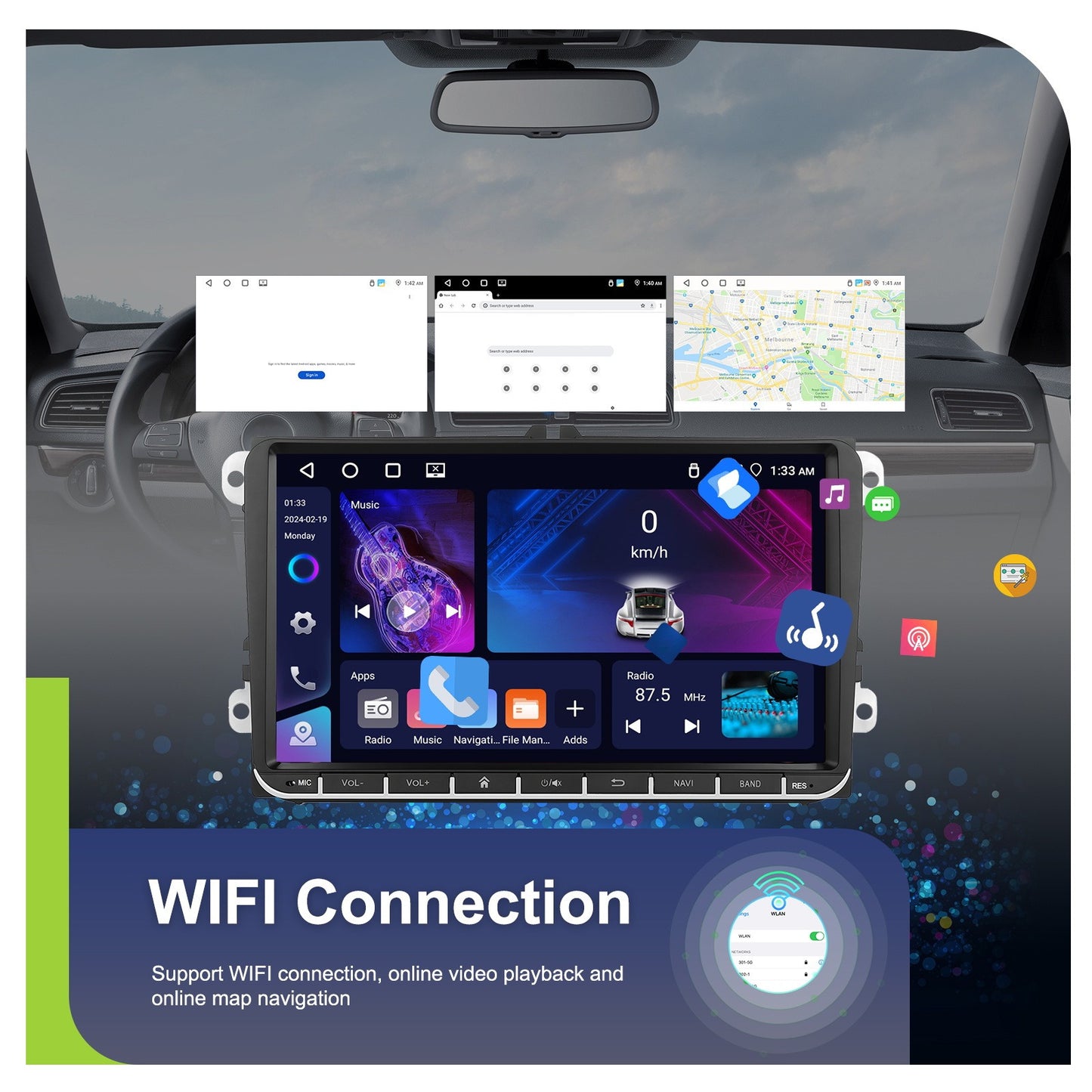 Autoradio – Auto Radio – Car Stereo – Multimedia Speler – 9 Inch HD Touchscreen – Android 15 – 4GB RAM & 64GB Opslag