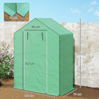 Kas – Tuinkasje – Kasje – Plantenkas – Groentekas – Winterproof – Met Ritsdeur en Ventilatieraampje – Stevig Stalen Frame – Transparante Panelen – Compact 143x74x190 cm