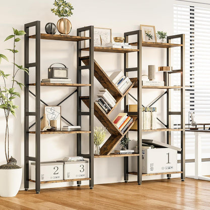 Large Modern 4-Tier Bookshelf with Display Shelf - Heavy-Duty & Metal Frame Bookcase, Freestanding Tall Shelf Unit Suitable for Living Room, Bedroom, Home Office - Assembly, Space-Saving Furniture