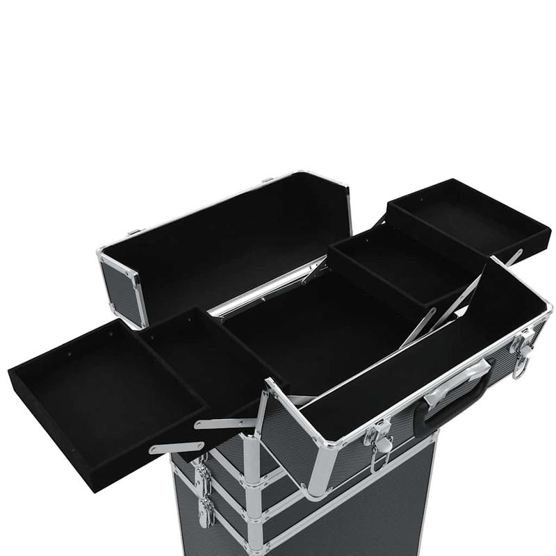 Make-up Organizer – Make-up Opberger – Cosmetica Opbergdoos – Skincare Organizer – Make-up Organizer Opbergkast – Zwart – Stevig Aluminium & ABS – 4 Niveaus Met Uitbreidbare Planken
