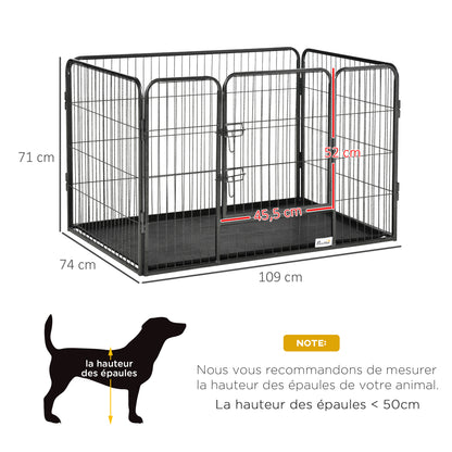 Hondenren – Hondenomheining – Hondenkooi – Hondenrenhek – Zwart – Metalen Frame – 109x74x71 cm – Dubbele Sluiting