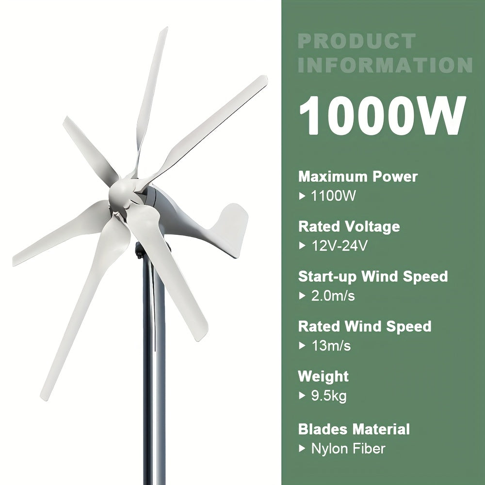 Windmolen – Windturbine – Windgenerator – Windenergie – Windspinner – 1000W Vermogen – MPPT Controller Inclusief