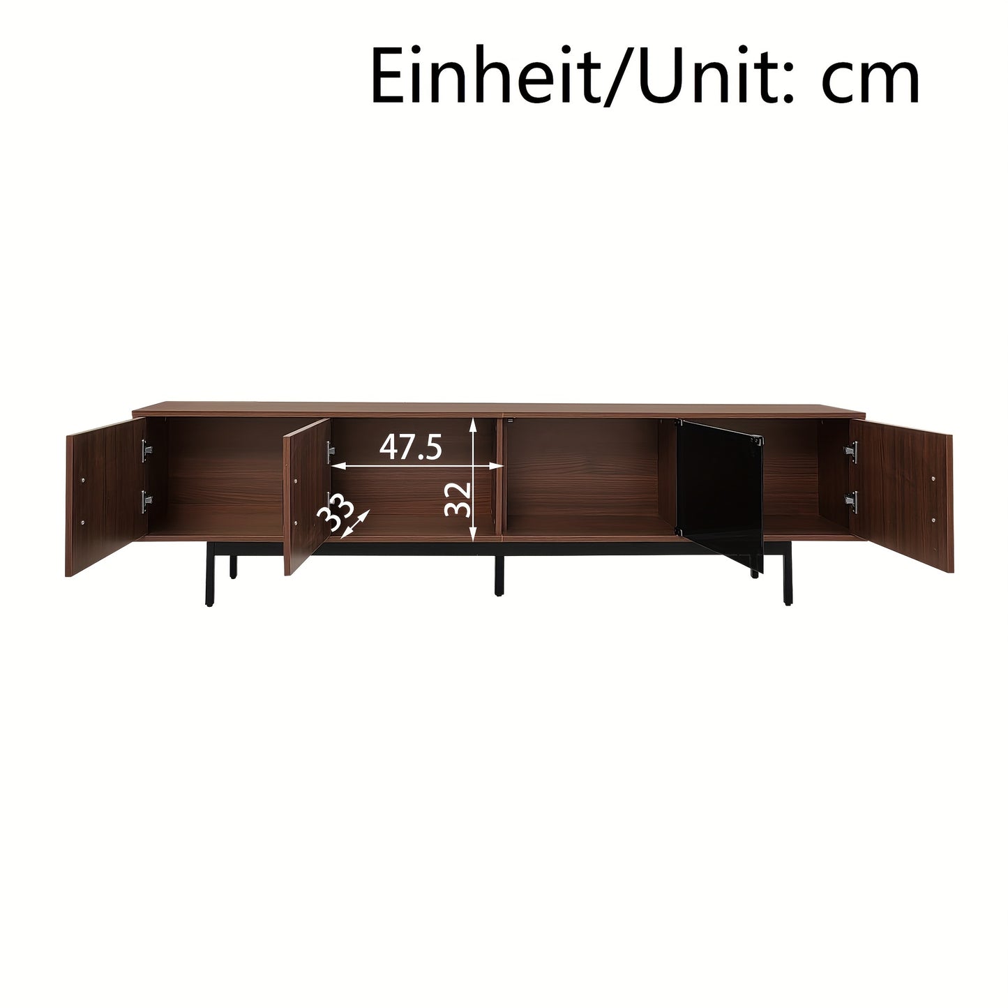 TV Meubel – TV Kast – Lowboard – Dressoir – Entertainment Unit – Hardhout & MDF – Gehard Glas Deuren – Gesneden Reliëf Design