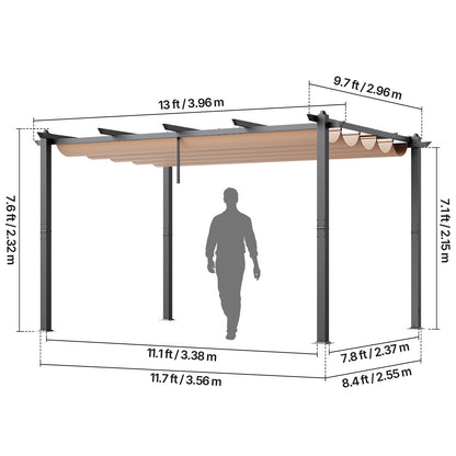 Pergola – Overkapping – Zonnescherm – Tuinoverkapping – Uitschuifbare Luifel – Aluminium Frame – 3x4 Meter – Beige