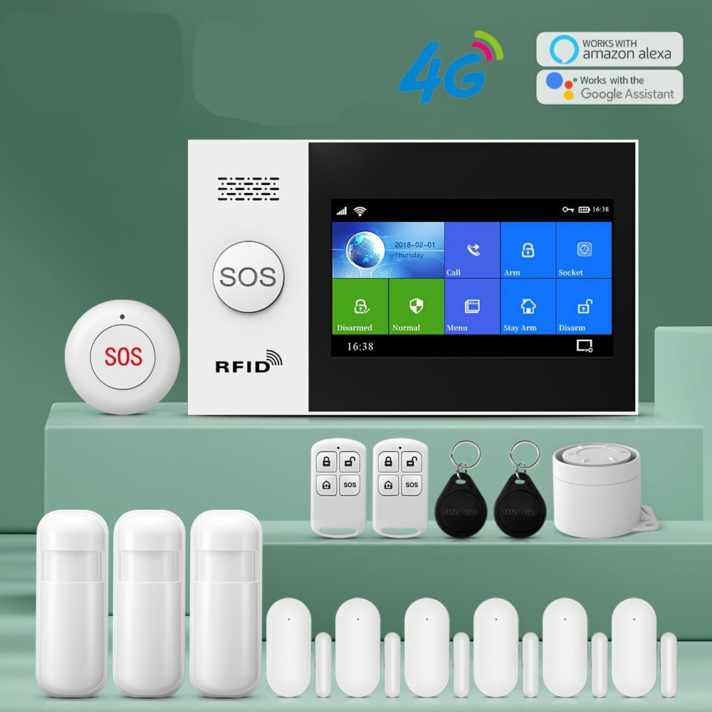 Alarmsysteem – Beveiligingssysteem – Inbraakalarm – Bewegingsmelder – Deur-/Raamsensor – Draadloos – Touchscreen – Wifi & 4G Connectiviteit – App-bediening – SMS Pushmeldingen – Compatibel met Alexa & Google Assistant