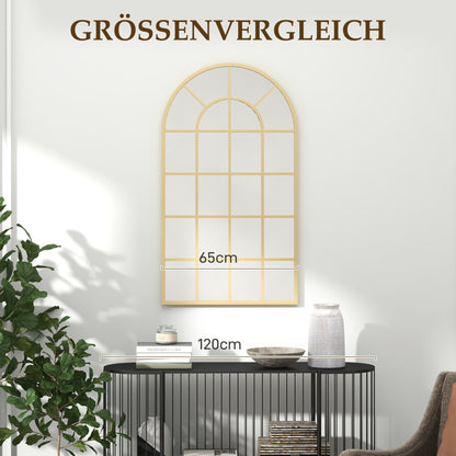 Wandspiegel – Raamspiegel – Halspiegel – Decoratieve Spiegel – Goudkleurige Spiegel – Metaal Frame – 110x65 cm – Veilig Meerlaags Glas