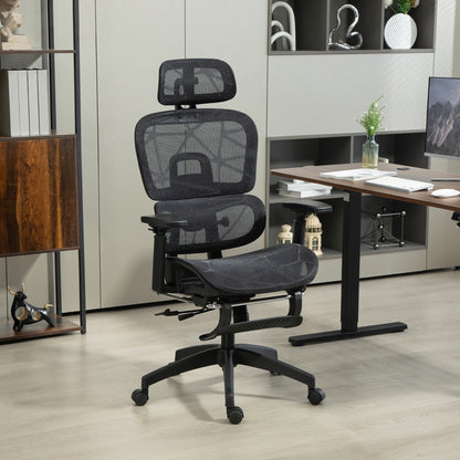 Ergonomische Bureaustoel – Bureaustoel Office Chair – Werkstoel – Gaming Stoel – Zwarte Mesh Bureaustoel – Verstelbare Hoofdsteun En Armleuningen – Ademend Mesh Stof