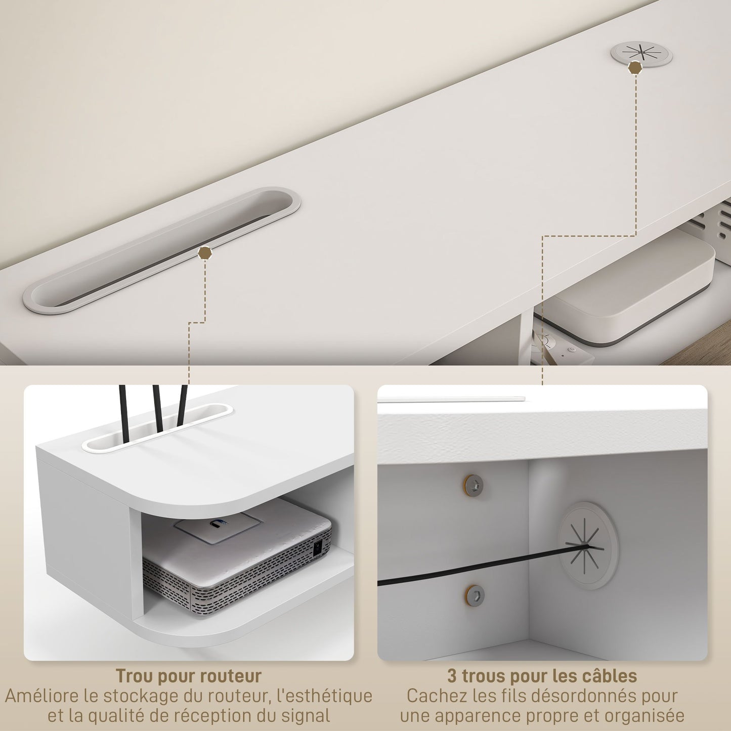 TV Meubel Wandmontage – TV Plank – Wandrek – TV Kast – Opbergmeubel – Wit – Voor TV Tot 50 Inch – Melamine Spaanplaat – Kabeldoorvoer