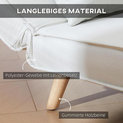 Bankenbed – Slaapbank – Uitschuifbare Bank – Futon – Slaapsofa – Verstelbare Rugleuning – Compact 94x78x80 cm – Stevig Houten Frame & Comfortabele Schuimvulling