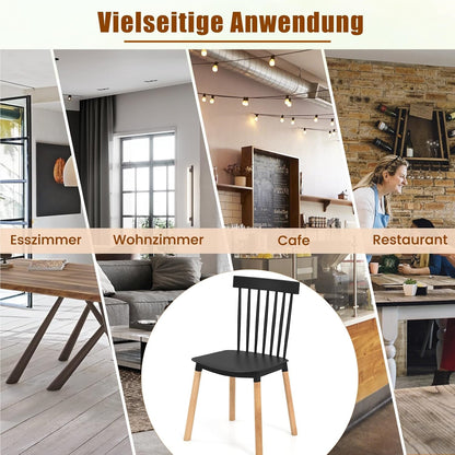 Eetkamerstoelen – Keukenstoelen – Stoelen – Livingstoelen – Bureaustoelen – Massief Houten Poten – Antislip Voetdoppen – Zwarte Set van 4