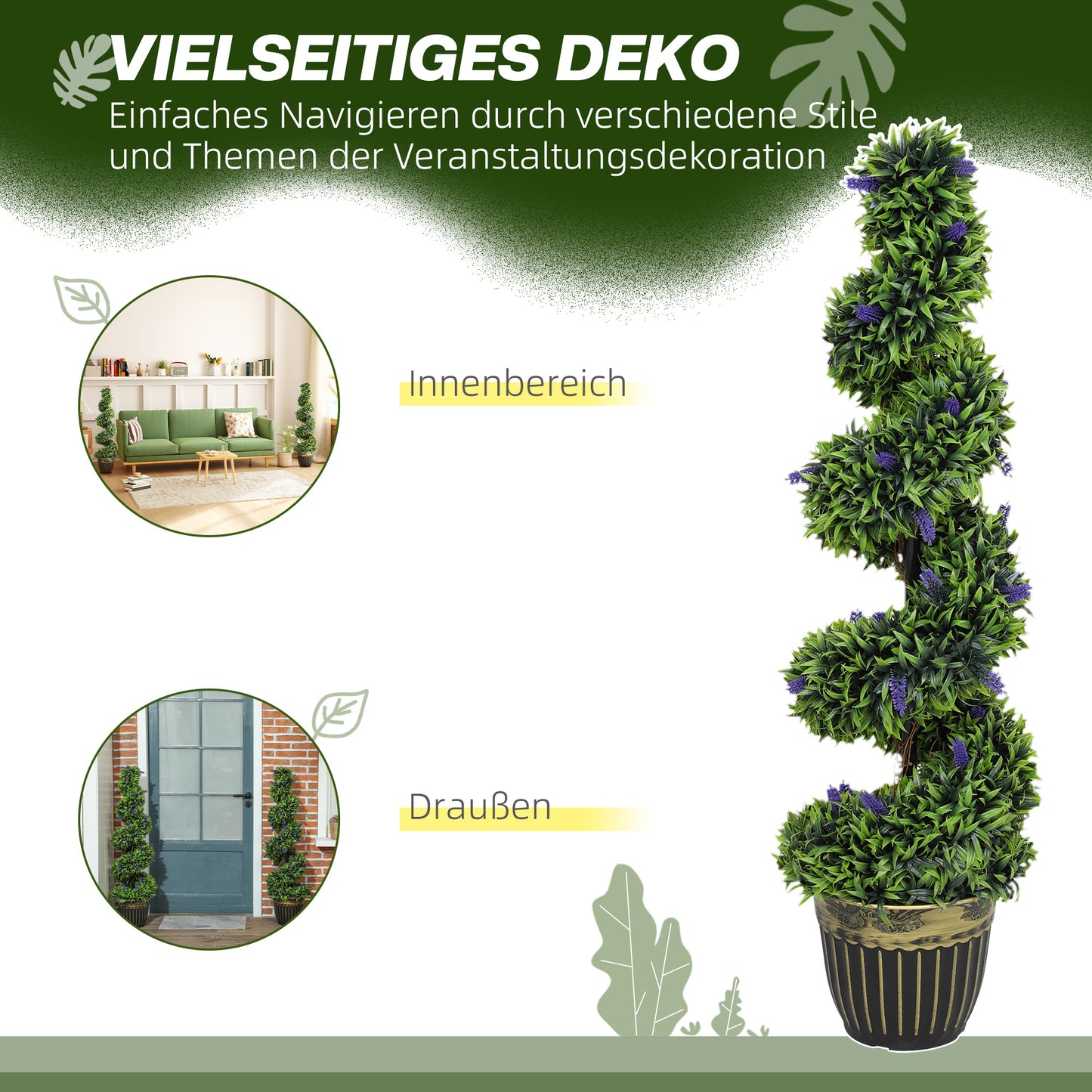 Kunstplant – Kunstbloem – Decoratieplant – Kunstboom – Kunstplantenset – Onderhoudsvrij – 115 cm Hoog