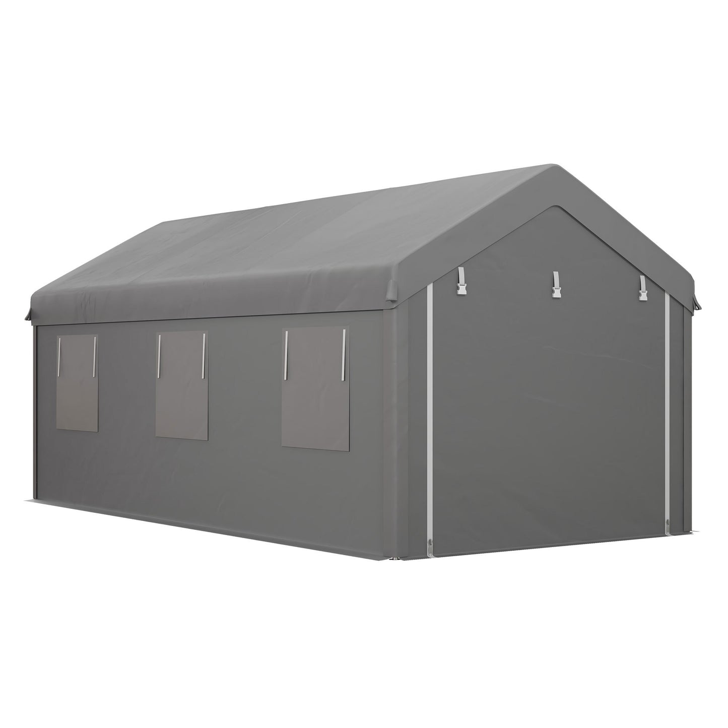Carport – Overkapping – Auto Schuur – Garage Tent – Voertuig Shelter – Lichtgrijs – Gegalvaniseerd Stalen Frame – Waterdicht PE Zeil 6x2,95x2,78 m