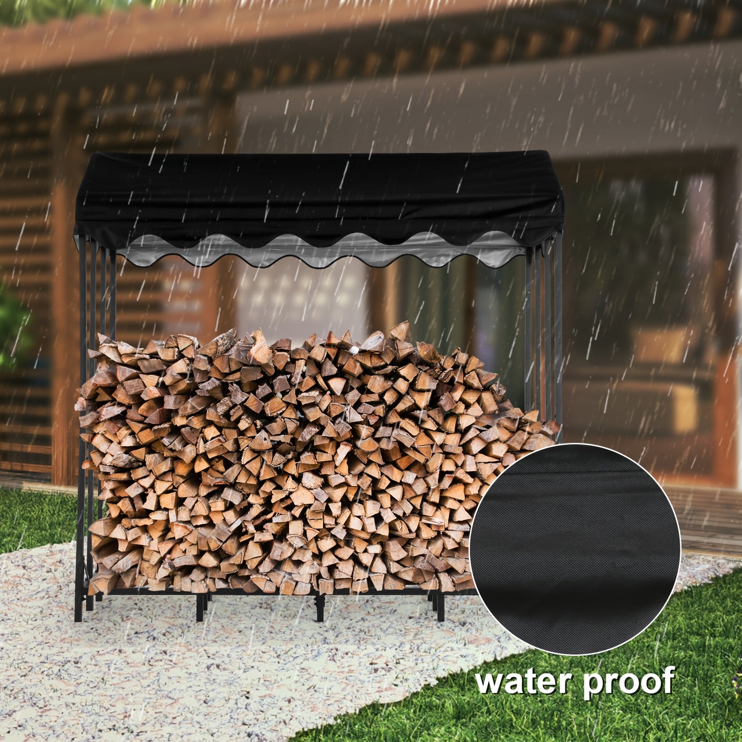 Brandhoutrek – Houtopslagrek – Houtberging – Buitenhoutrek – Buitenberging – XXL Formaat 185x185x70 cm – Roestvrij Gepoedercoat Staal