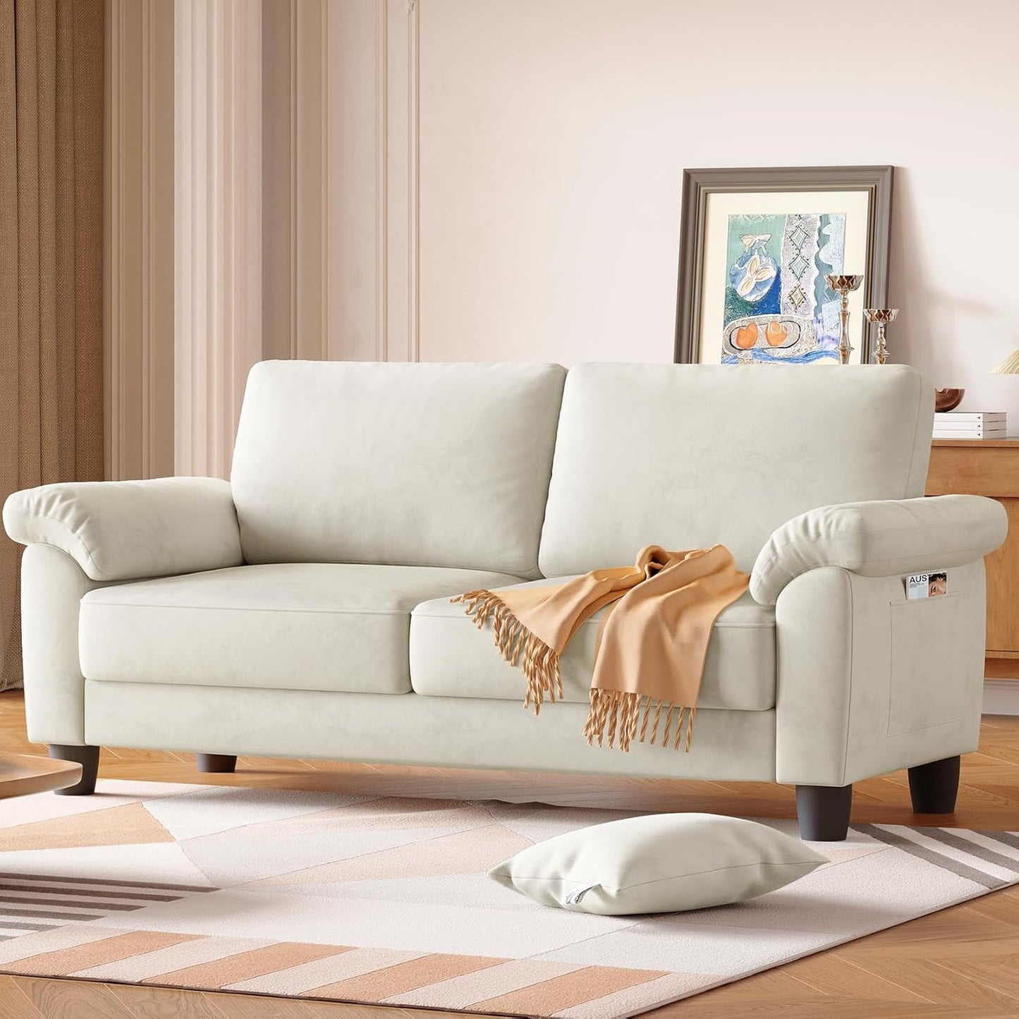 Loveseat – 2-Zitsbank – Bankje – Kleine Bank – Sofa – Compact 177,8 cm – Opbergruimte In Armleuningen – Stevig Houten Frame – Zachte Velvet Bekleding – Moderne Woonkamerbank