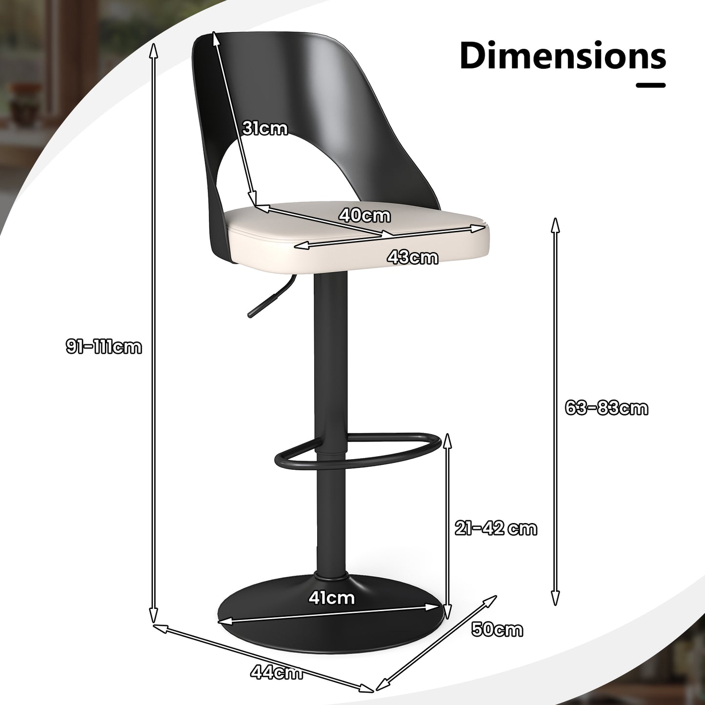 Barkrukken – Barstoelen – Kruispootkrukken – Keukenkrukken – Verstelbare Krukken – 360° Draaibaar – Ergonomische Rugleuning