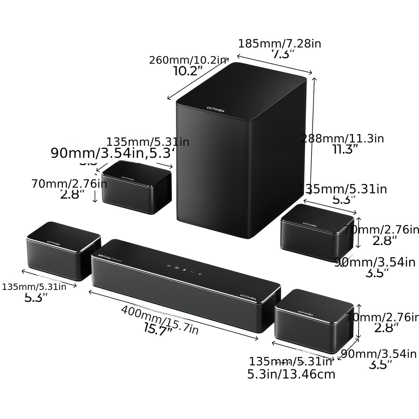 Soundbar – Surround Sound Systeem – Home Cinema Set – Geluidssysteem – Audio Installatie – 7.1 Kanaals Dolby Atmos – 500W Vermogen en Draadloze Subwoofer