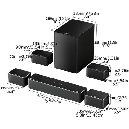 Soundbar – Surround Sound Systeem – Home Cinema Set – Geluidssysteem – Audio Installatie – 7.1 Kanaals Dolby Atmos – 500W Vermogen en Draadloze Subwoofer