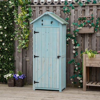 Tuinhuisje – Tuinschuur – Berging – Opbergkast – Gereedschapsschuur – Behandeld Grenenhout – Waterdicht Bitumen Dak – Compact 77x54x179 cm – Blauw