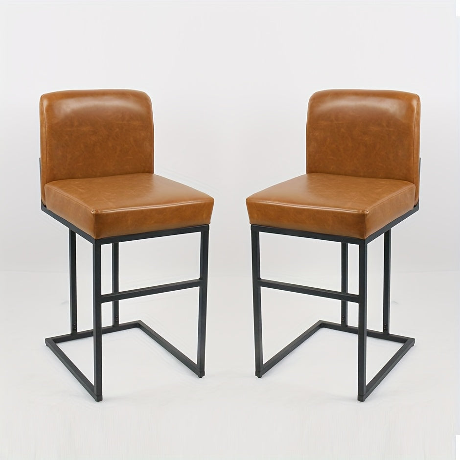 Barstoelen – Barkrukken – Counterstoelen – Keukenstoelen – Barkrukken – Bruin – 24 Inch Zithoogte – Met Metalen Frame En Rugleuning