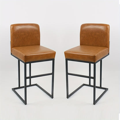 Barstoelen – Barkrukken – Counterstoelen – Keukenstoelen – Barkrukken – Bruin – 24 Inch Zithoogte – Met Metalen Frame En Rugleuning