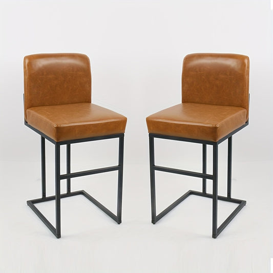 Barstoelen – Barkrukken – Counterstoelen – Keukenstoelen – Barkrukken – Bruin – 24 Inch Zithoogte – Met Metalen Frame En Rugleuning