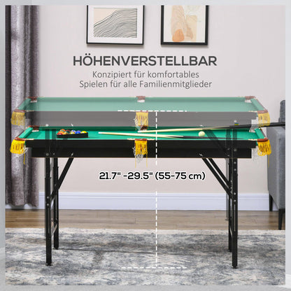 Opvouwbare Biljarttafel – Biljarttafel Vintage – Speeltafel – Pooltafel – Groene Biljart Set – Verstelbare Hoogte – Compleet Met Keuen En Ballen
