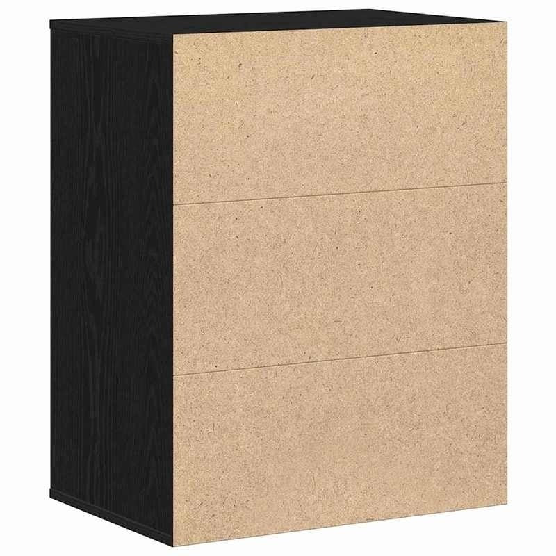 Modern Black Oak Chest of Drawers - 4-Drawer Heavy-Duty Wood Storage Cabinet with Lockable Shelves/Lockable Cabinet (Engineered Wood), Black & Oak, Minimalist Dresser for Bedroom, Living Room, Office Organizer (Easy Assembly,