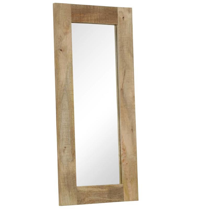 Wandspiegel – Ovale Spiegel – Badkamerspiegel – Staande Spiegel – Woonaccessoire – Massief Mangohout – 50x110 cm – Vochtbestendig & Unieke Houtnerf