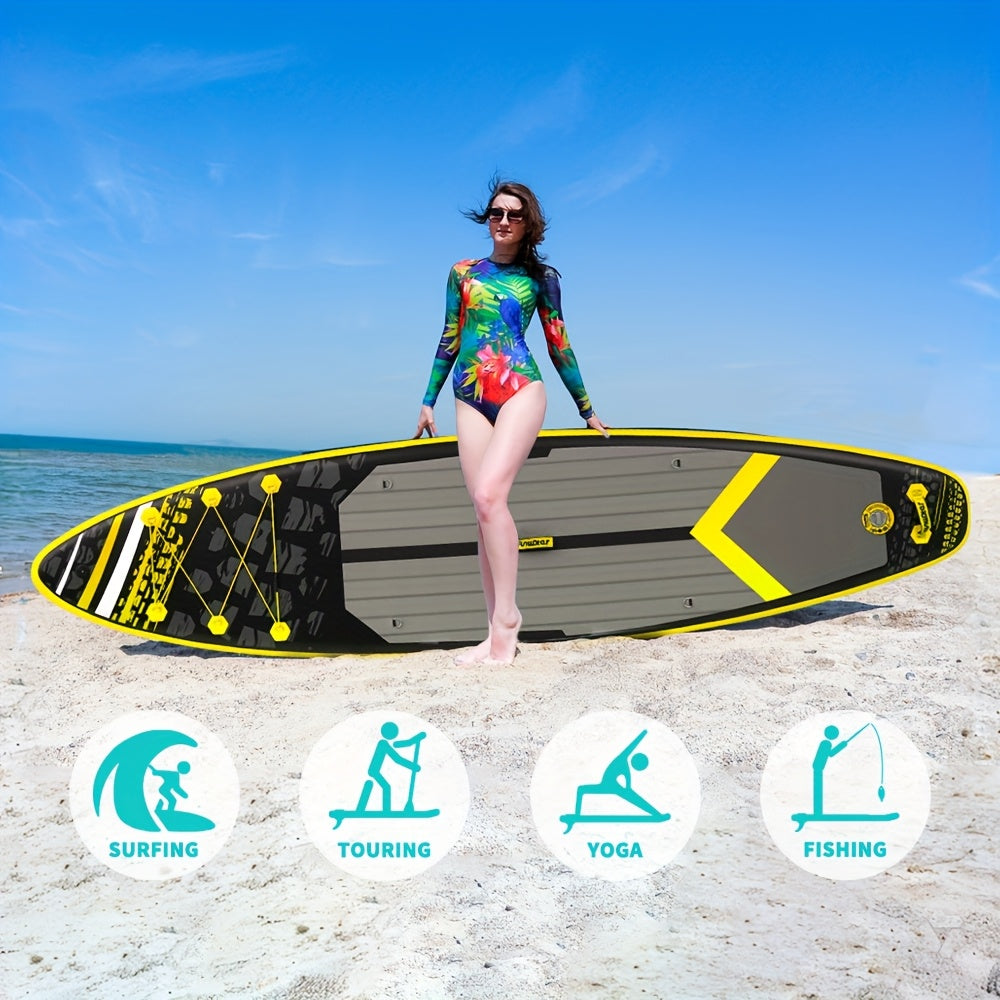Paddleboard – SUP Board – Opblaasbaar Paddle Board – Stand Up Paddle – SUP – Zwart – Duurzaam PVC – Wave Shadow Design 320x81 cm