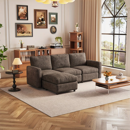 Hoekbank – Bankstel – Loungebank – Modulaire Sofa – U-Vormige Bank – 5-Zits Met Opbergruimte – Verstelbaar Tussen U- En L-Vorm – Stevig Houtvrij Frame