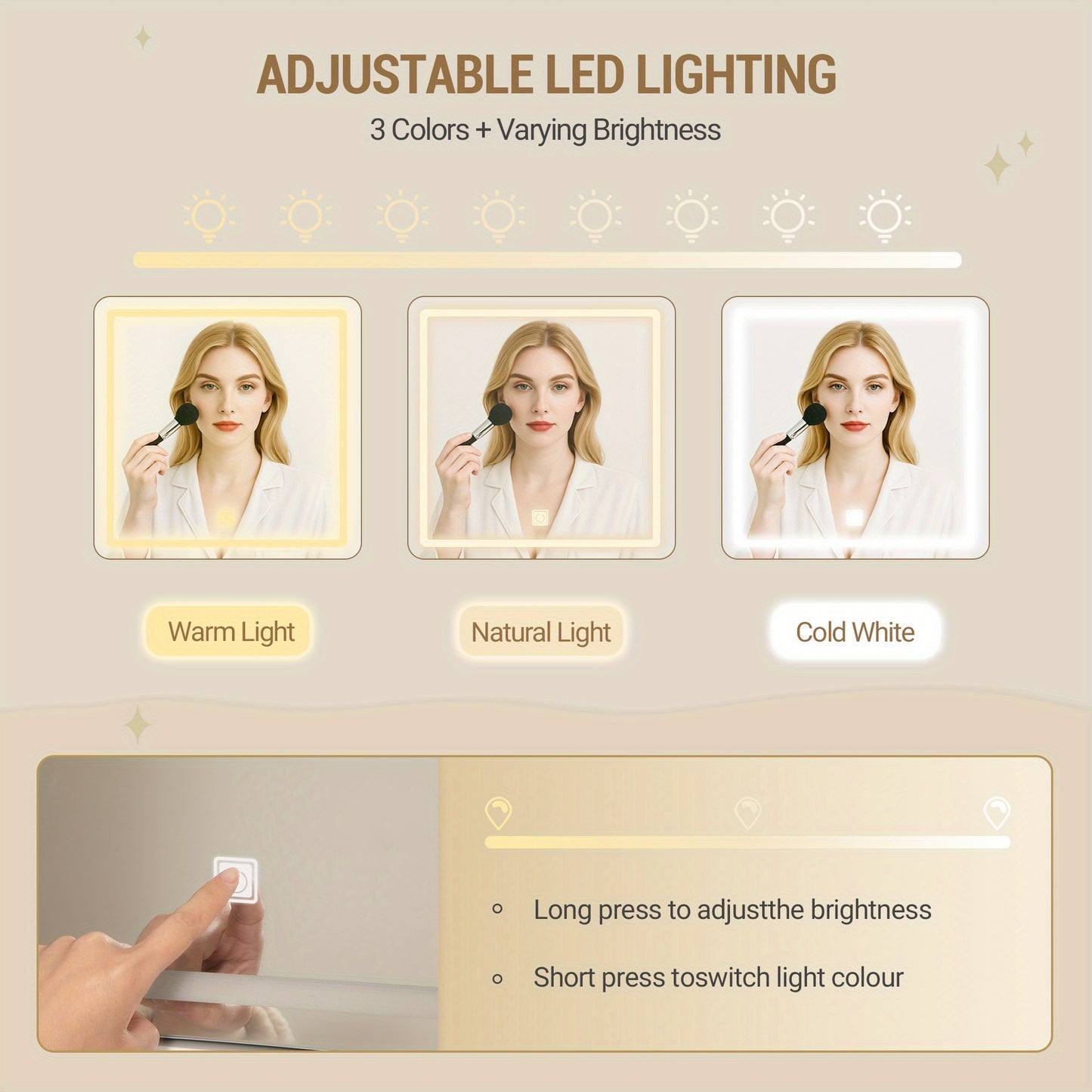 Kaptafel – Make-up Tafel – Cosmeticatafel – Verzorgingstafel – Dressoir – Groot Formaat – LED Verlichting Met Instelbare Kleur En Helderheid