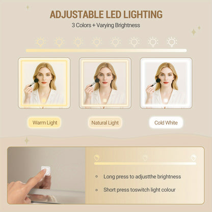 Kaptafel – Make-up Tafel – Cosmeticatafel – Verzorgingstafel – Dressoir – Groot Formaat – LED Verlichting Met Instelbare Kleur En Helderheid