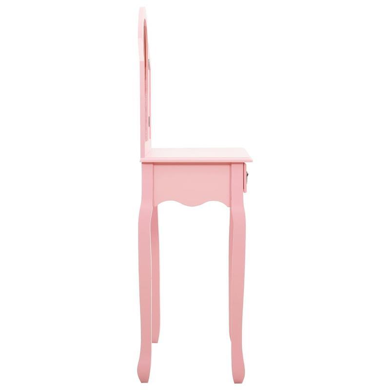 Dressing table with stool 65x36x128cm paulownia wood MDF pink